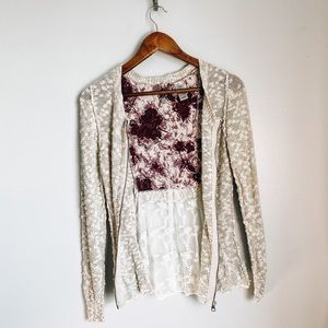 BKE Boutique zip up with Lace lower back